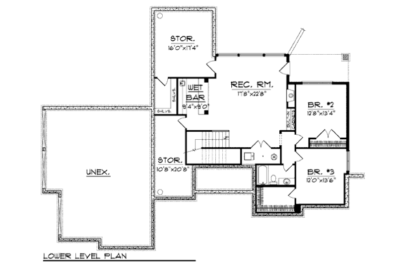 Home Plan - Floor Plan - Lower Floor for Traditional House Plan #70-937 - 3 bed, 2.5 bath