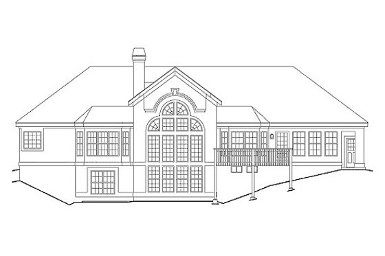 Exterior - Rear Elevation for Mediterranean House Plan #57-305 - 3 bed, 2 bath