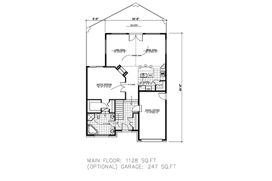 Floor Plan - Main Floor for Contemporary House Plan #138-362 - 3 bed, 2 bath