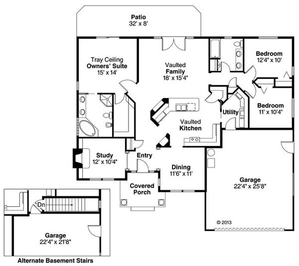 Ranch Floor Plan - Main Floor Plan #124-487