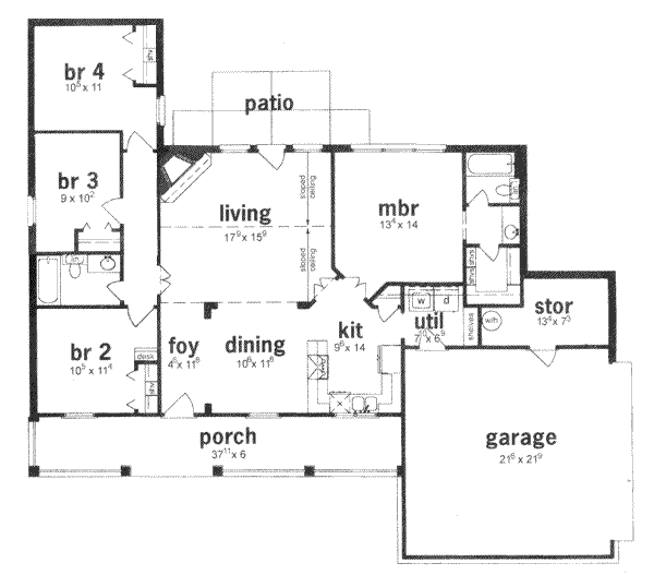 Cottage Floor Plan - Main Floor Plan #36-313