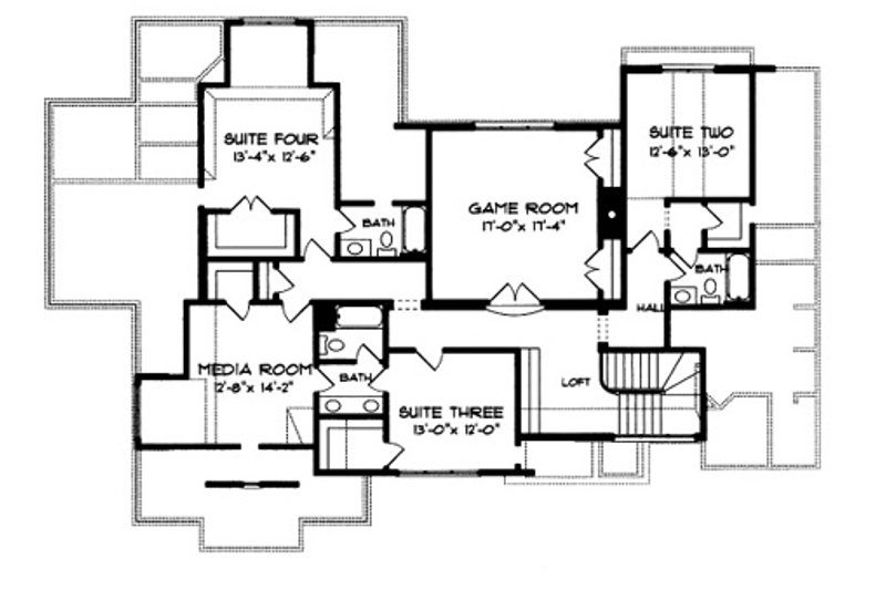 Architectural House Design - Floor Plan - Upper Floor for European House Plan #413-118 - 4 bed, 4 bath