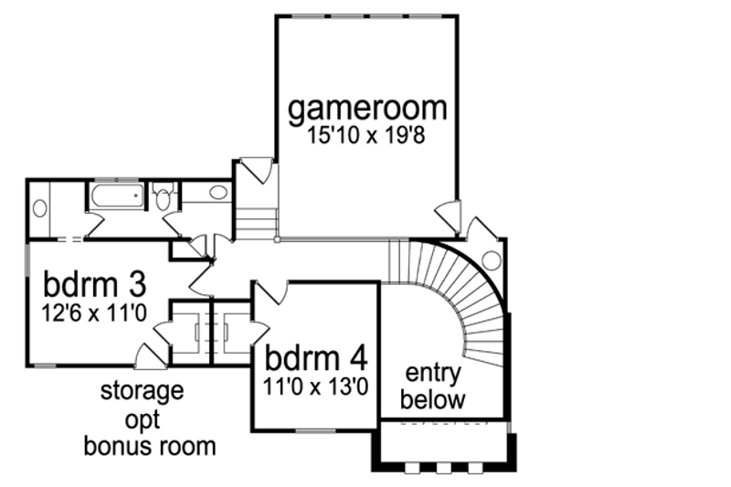 Architectural House Design - Floor Plan - Upper Floor for Mediterranean House Plan #84-528 - 4 bed, 3 bath