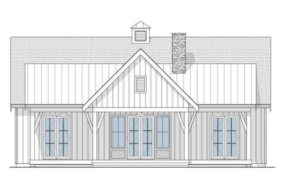 Exterior - Rear Elevation 1 for Farmhouse House Plan #1114-4 - 3 bed, 2 bath
