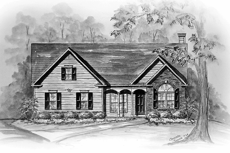 House Plan Design - Exterior - Front Elevation 3 for Ranch House Plan #54-241 - 3 bed, 2 bath
