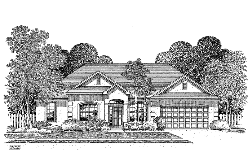 House Blueprint - Exterior - Front Elevation 3 for Mediterranean House Plan #999-103 - 4 bed, 2 bath