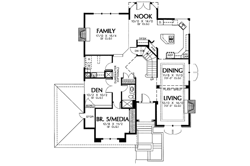 Architectural House Design - Floor Plan - Main Floor for Mediterranean House Plan #48-773 - 5 bed, 3 bath