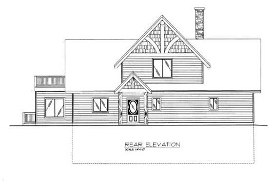 Exterior - Rear Elevation for Bungalow House Plan #117-620 - 3 bed, 3.5 bath