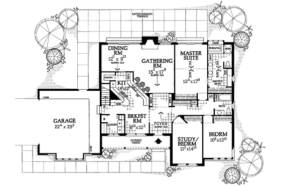 Floor Plan - Main Floor for Tudor House Plan #72-960 - 3 bed, 2 bath