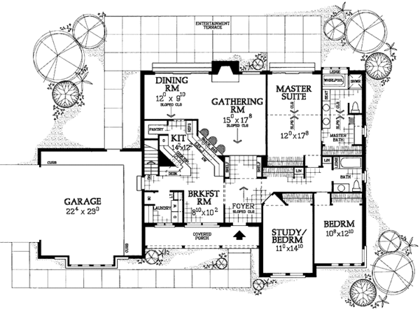 Architectural House Design - Tudor Floor Plan - Main Floor Plan #72-960