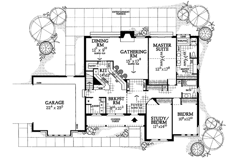 Dream House Plan - Floor Plan - Main Floor for Tudor House Plan #72-960 - 3 bed, 2 bath