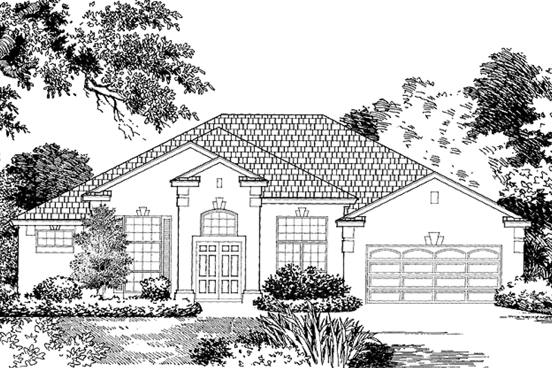 Architectural House Design - Exterior - Front Elevation 3 for Mediterranean House Plan #1015-18 - 5 bed, 3 bath