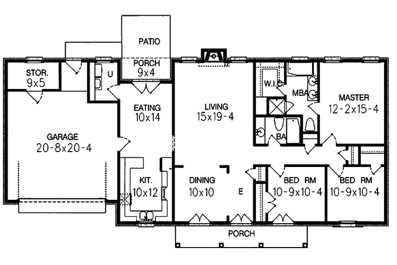 Home Plan - Floor Plan - Main Floor for Country House Plan #15-378 - 3 bed, 2 bath