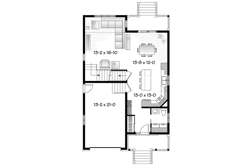 Home Plan - Floor Plan - Main Floor for European House Plan #23-2589 - 3 bed, 1.5 bath
