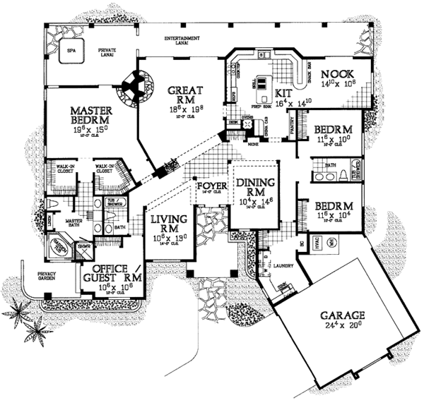 House Plan Design - Mediterranean Floor Plan - Main Floor Plan #72-1010