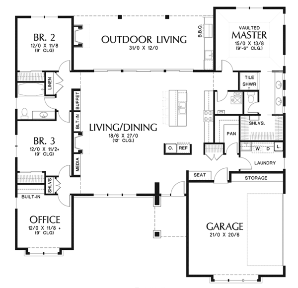 House Design - Contemporary Floor Plan - Main Floor Plan #48-917