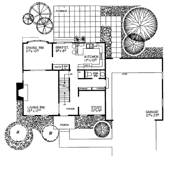 Architectural House Design - Colonial Floor Plan - Main Floor Plan #72-761