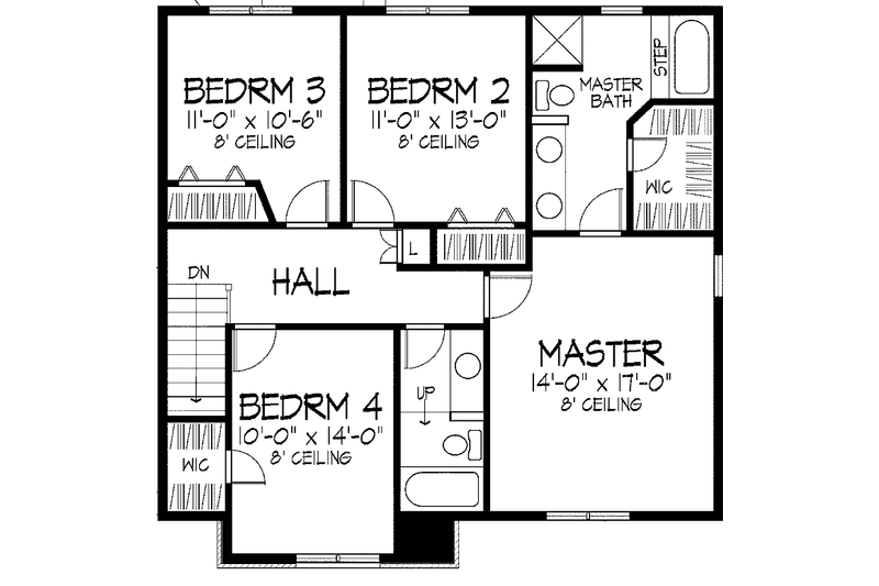 Home Plan - Floor Plan - Upper Floor for European House Plan #51-845 - 4 bed, 2.5 bath