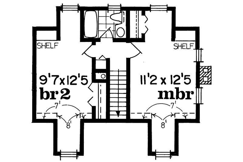 Home Plan - Floor Plan - Upper Floor for Colonial House Plan #47-715 - 3 bed, 1.5 bath