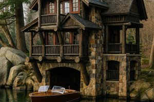 Cabin Exterior - Front Elevation Plan #928-246