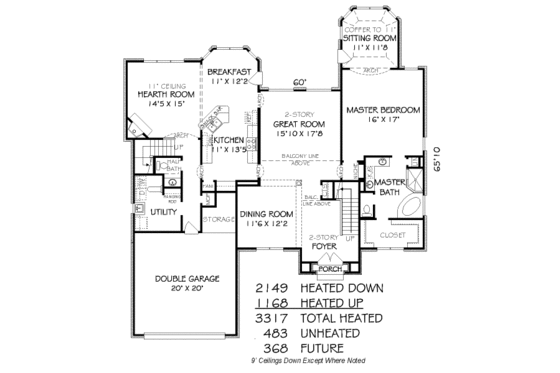 Floor Plan - Main Floor for European House Plan #424-332 - 5 bed, 3.5 bath