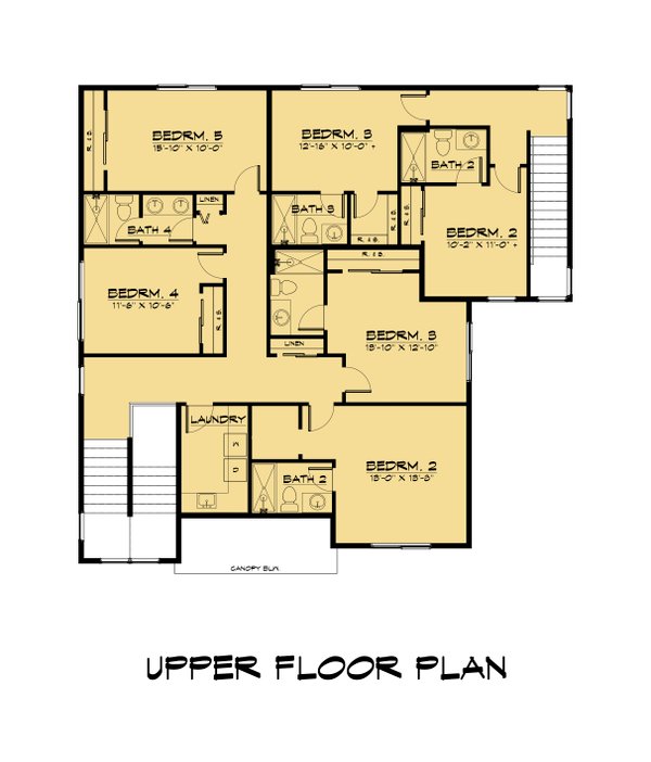 House Blueprint - Craftsman Floor Plan - Upper Floor Plan #1066-324