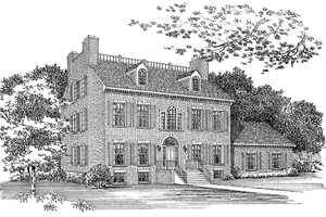 Exterior - Front Elevation 3 for Classical House Plan #72-805 - 4 bed, 3.5 bath