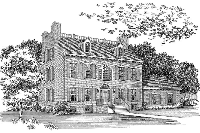 Dream House Plan - Exterior - Front Elevation 3 for Classical House Plan #72-805 - 4 bed, 3.5 bath