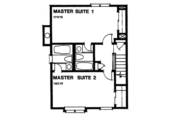 Floor Plan - Upper Floor for Colonial House Plan #30-221 - 2 bed, 2.5 bath
