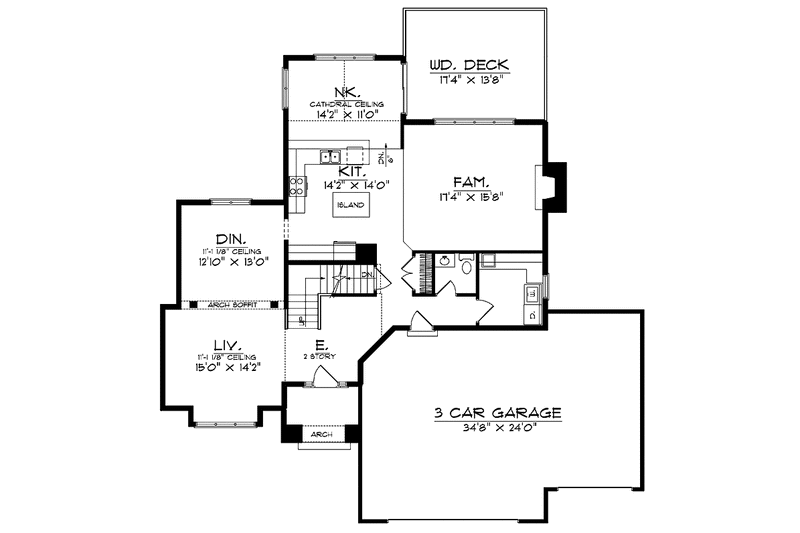 Home Plan - Floor Plan - Main Floor for Traditional House Plan #70-1371 - 4 bed, 2.5 bath