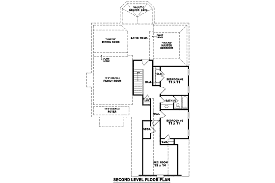 Floor Plan - Upper Floor for European House Plan #81-776 - 3 bed, 2.5 bath