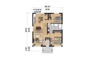Floor Plan - Main Floor for Farmhouse House Plan #25-4994 - 2 bed, 1 bath