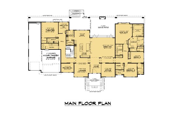 Floor Plan - Main Floor for Contemporary House Plan #1066-159 - 5 bed, 5.5 bath