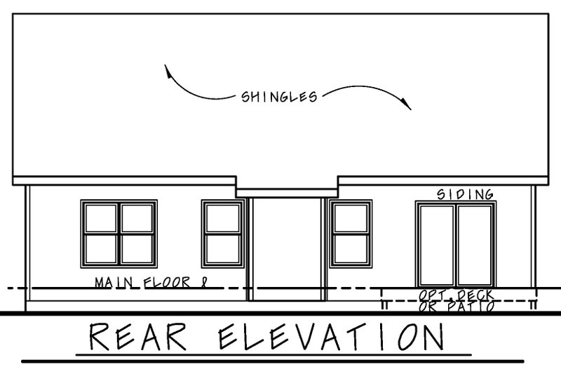 House Blueprint - Exterior - Rear Elevation for Farmhouse House Plan #20-2440 - 3 bed, 2 bath