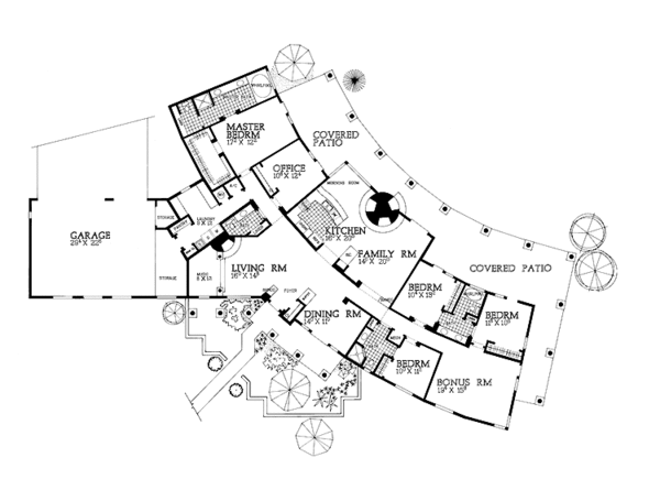 Architectural House Design - Adobe / Southwestern Floor Plan - Main Floor Plan #72-926