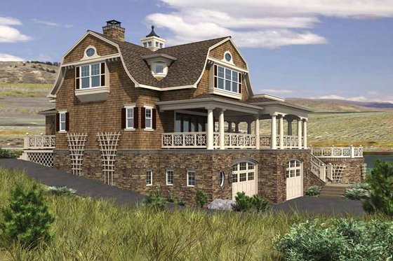 Exterior - Rear Elevation for Colonial House Plan #132-524 - 2 bed, 3 bath
