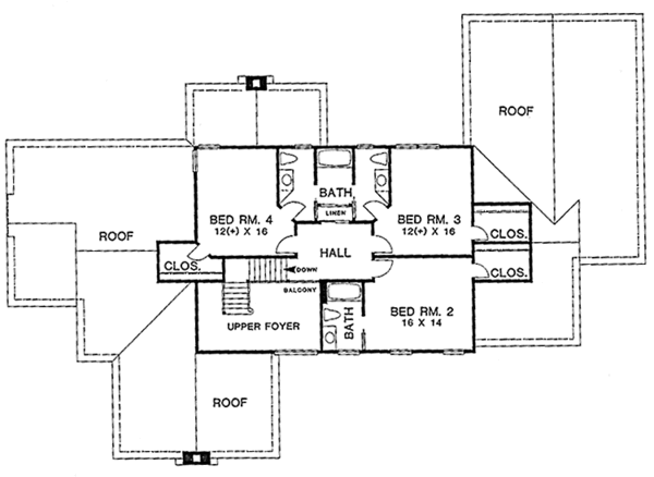 House Blueprint - European Floor Plan - Upper Floor Plan #1001-110