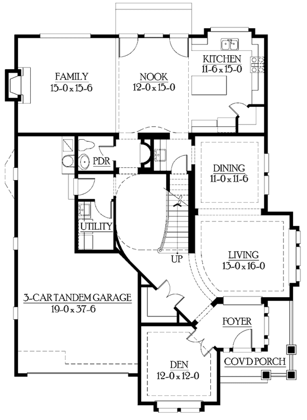 Craftsman Floor Plan - Main Floor Plan #132-448