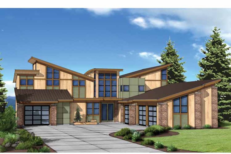 Dream House Plan - Exterior - Front Elevation 3 for Contemporary House Plan #569-31 - 5 bed, 6 bath