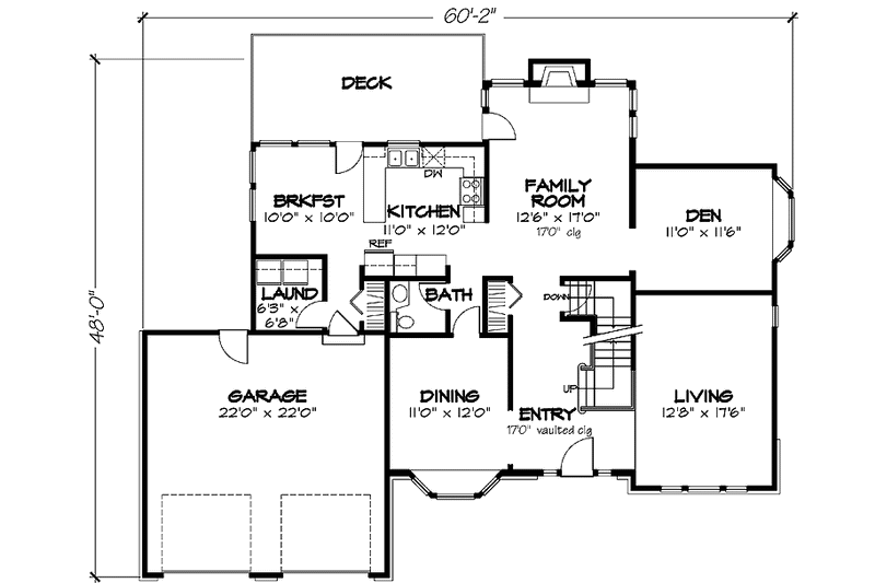 Dream House Plan - Floor Plan - Main Floor for Colonial House Plan #320-1088 - 4 bed, 2.5 bath