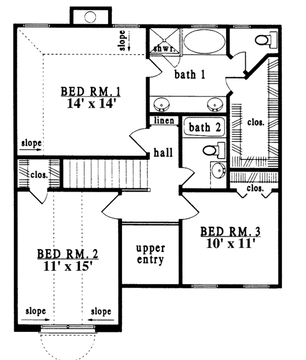 Dream House Plan - Country Floor Plan - Upper Floor Plan #42-594