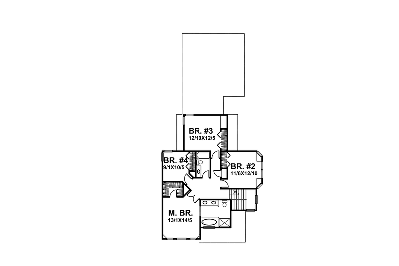 Home Plan - Floor Plan - Upper Floor for Country House Plan #320-1406 - 4 bed, 2.5 bath