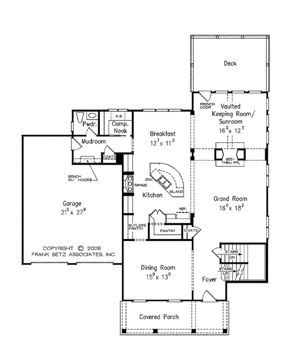 Architectural House Design - Traditional Floor Plan - Main Floor Plan #927-938