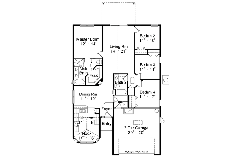 Home Plan - Floor Plan - Main Floor for Mediterranean House Plan #417-846 - 4 bed, 2 bath