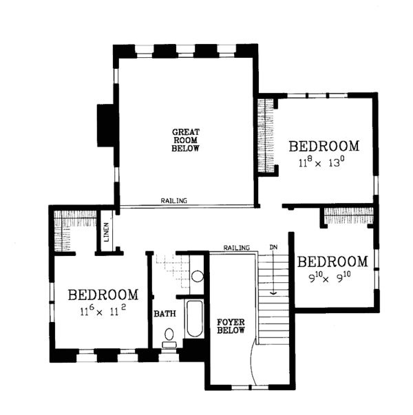 Architectural House Design - Prairie Floor Plan - Upper Floor Plan #72-1120