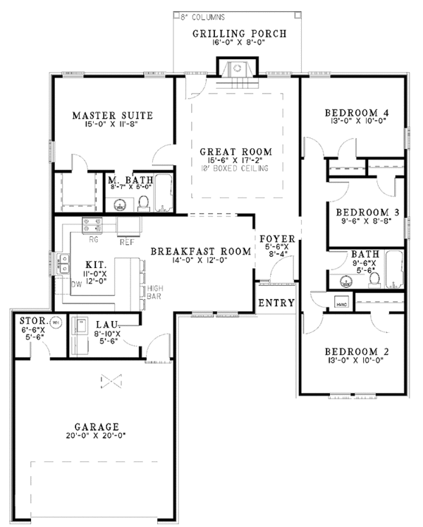 Architectural House Design - Craftsman Floor Plan - Main Floor Plan #17-2808