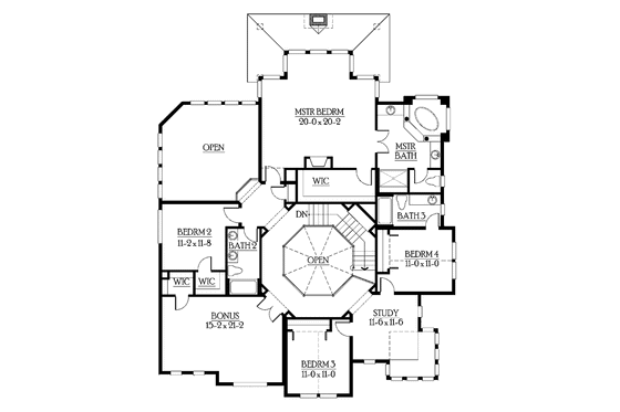 Floor Plan - Upper Floor for Craftsman House Plan #132-240 - 4 bed, 3.5 bath