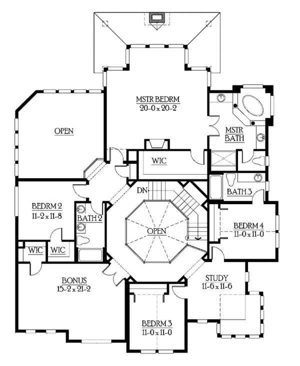 Craftsman Floor Plan - Upper Floor Plan #132-240