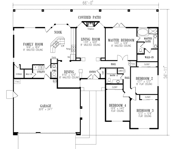 Architectural House Design - Adobe / Southwestern Floor Plan - Main Floor Plan #1-481