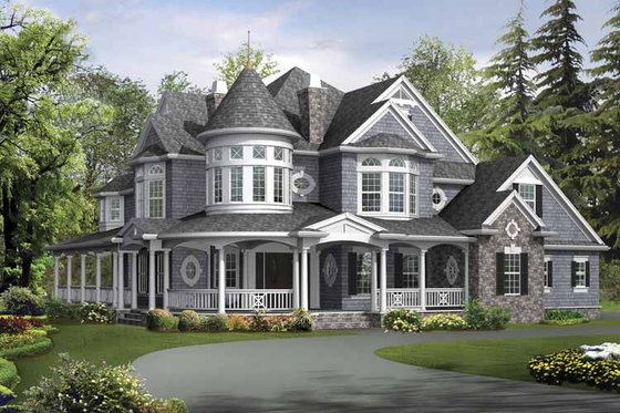 Exterior - Front Elevation 3 for Victorian House Plan #132-255 - 4 bed, 4.5 bath